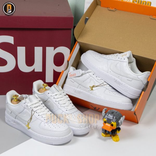 Giày Louis Vuitton x Nike Air Force 1 Low By Virgil Abloh White Siêu Cấp - Hình ảnh 4