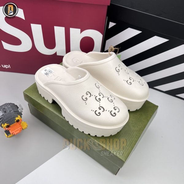 Dép Gucci Platform Perforated G Sandal 'Cream' Rep 1:1 - Hình ảnh 2