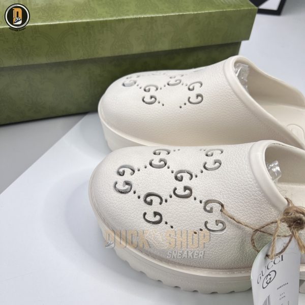 Dép Gucci Platform Perforated G Sandal 'Cream' Rep 1:1 - Hình ảnh 3