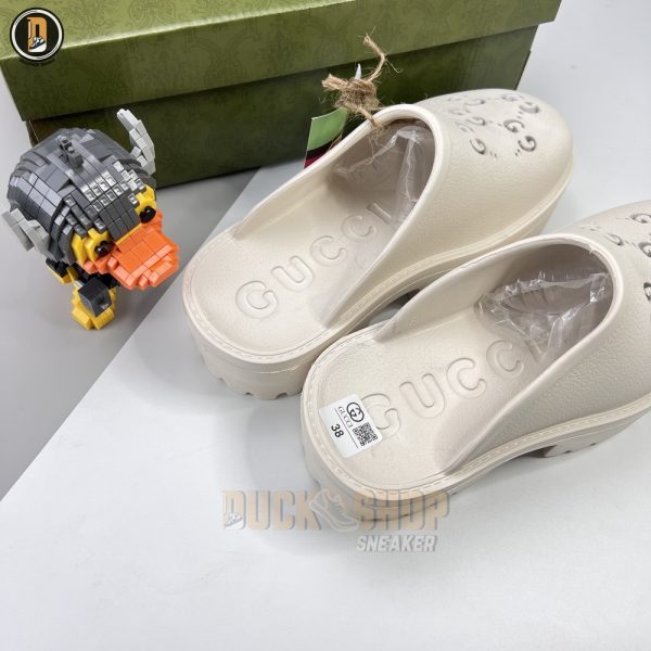 Dép Gucci Platform Perforated G Sandal 'Cream' Rep 1:1 - Hình ảnh 5