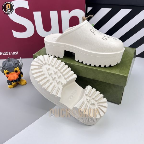 Dép Gucci Platform Perforated G Sandal 'Cream' Rep 1:1 - Hình ảnh 4