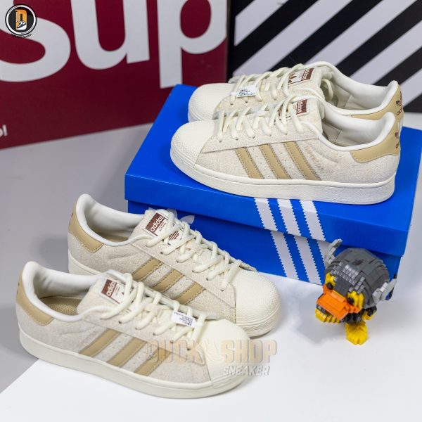 Giày Adidas Superstar W Off White Lin Khaki 'Brown' - Hình ảnh 4