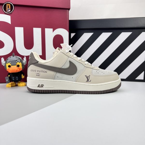 Giày Louis Vuitton x Nike Air Force 1 Low By Virgil Abloh Grey Brown Siêu Cấp