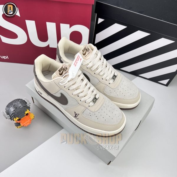 Giày Louis Vuitton x Nike Air Force 1 Low By Virgil Abloh Grey Brown Siêu Cấp - Hình ảnh 2