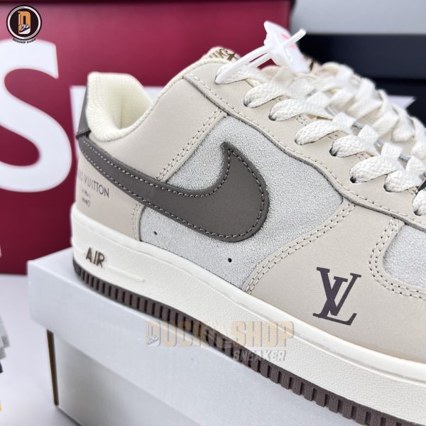 Giày Louis Vuitton x Nike Air Force 1 Low By Virgil Abloh Grey Brown Siêu Cấp - Hình ảnh 4