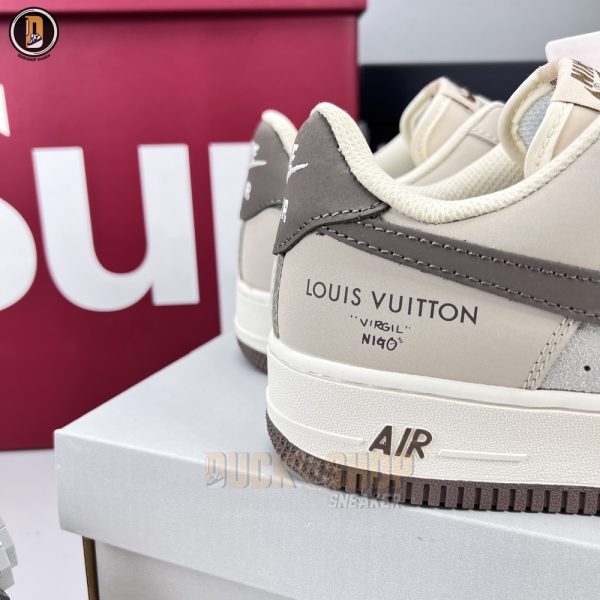 Giày Louis Vuitton x Nike Air Force 1 Low By Virgil Abloh Grey Brown Siêu Cấp - Hình ảnh 6