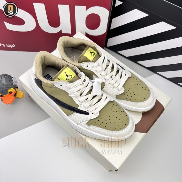 Giày Nike Air Jordan 1 Low Travis Scott Golf 'Neutral Olive' Siêu Cấp - Hình ảnh 2