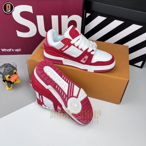 Giày Louis Vuitton LV Trainer Monogram Red Canvas - Hình ảnh 3