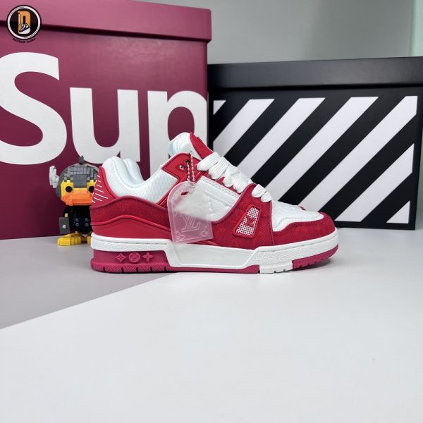Giày Louis Vuitton LV Trainer Monogram Red Canvas