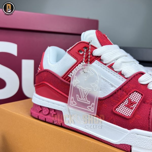 Giày Louis Vuitton LV Trainer Monogram Red Canvas - Hình ảnh 4