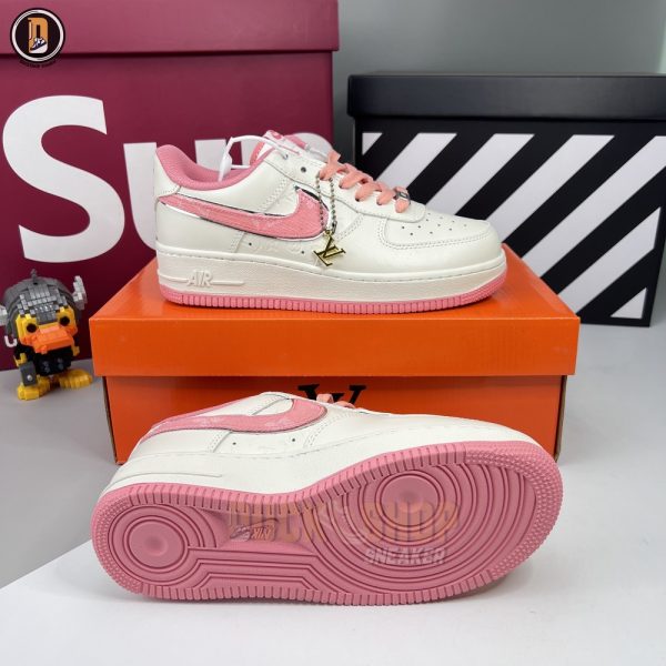 Giày Louis Vuitton x Nike Air Force 1 Low Pink Silver - Hình ảnh 8