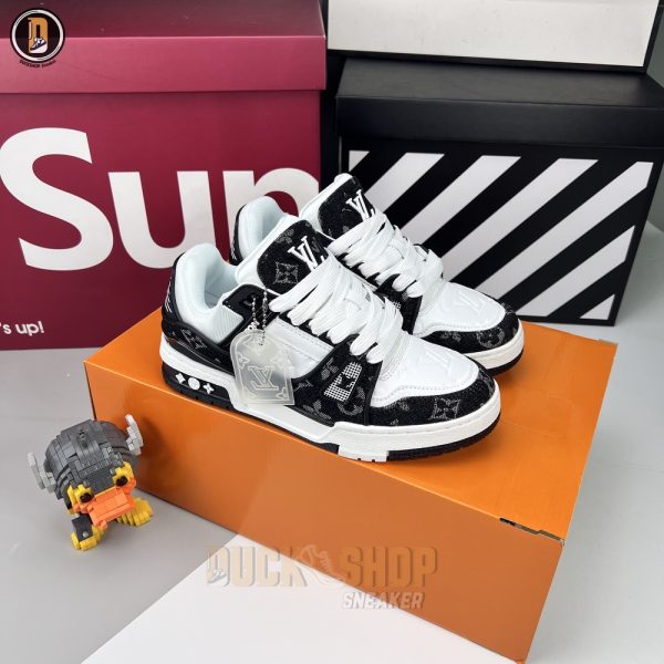 Giày Louis Vuitton LV Trainer Monogram Denim Black - Hình ảnh 2