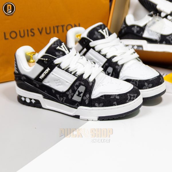 Giày Louis Vuitton LV Trainer Monogram Denim Black - Hình ảnh 3
