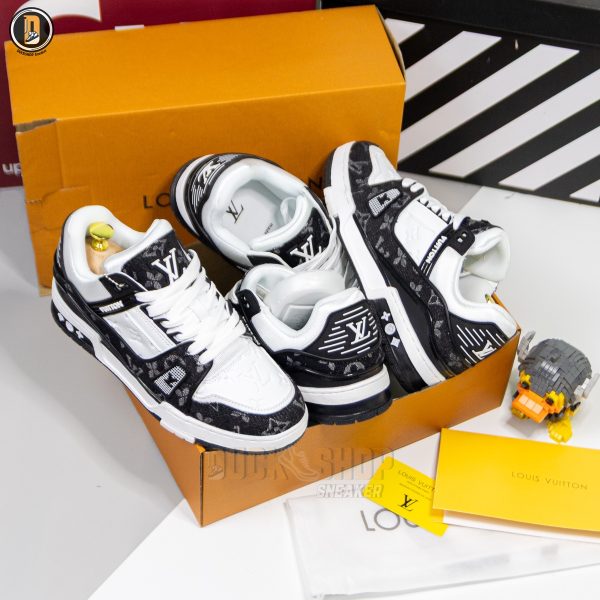 Giày Louis Vuitton LV Trainer Monogram Denim Black - Hình ảnh 12