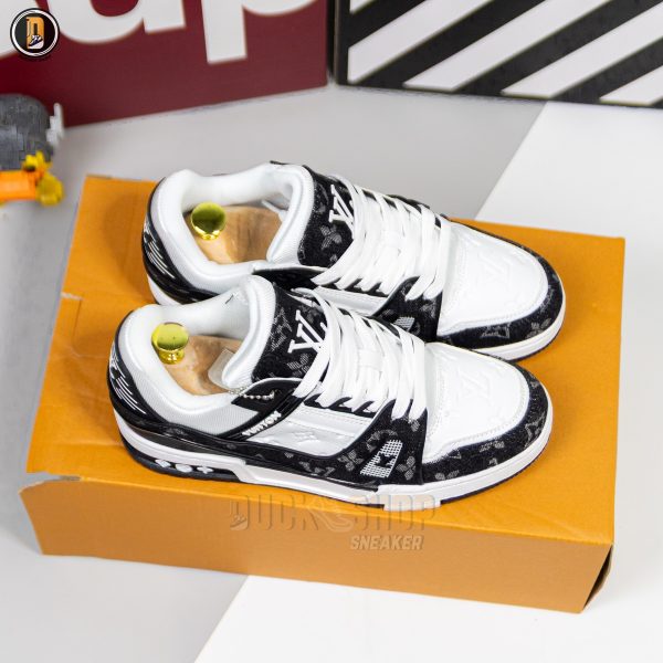 Giày Louis Vuitton LV Trainer Monogram Denim Black - Hình ảnh 2