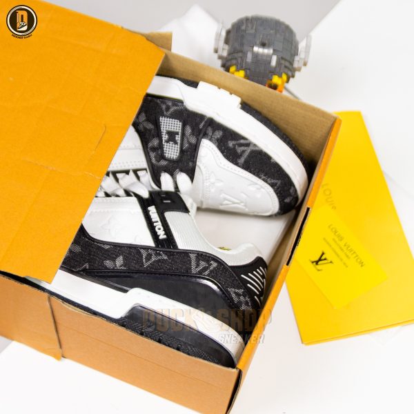 Giày Louis Vuitton LV Trainer Monogram Denim Black - Hình ảnh 4