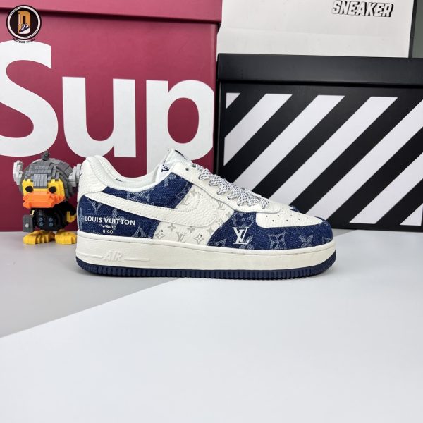 Giày Louis Vuitton x Nike Air Force 1 Low Denim