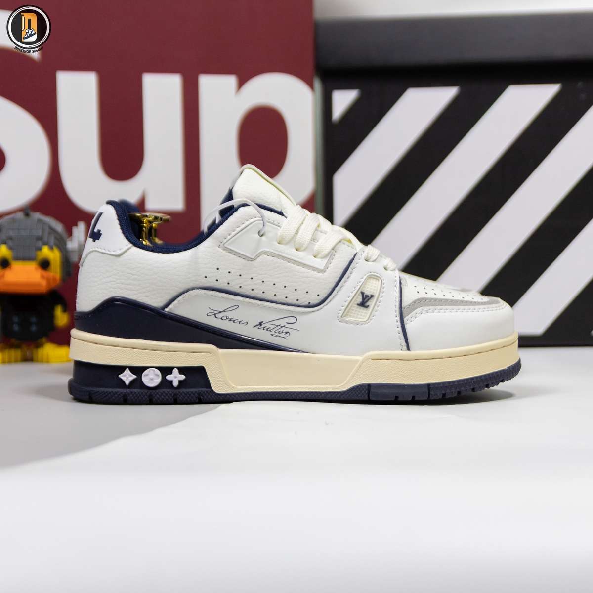 Giày Louis Vuitton LV Trainer #54 Signature Marine Blue