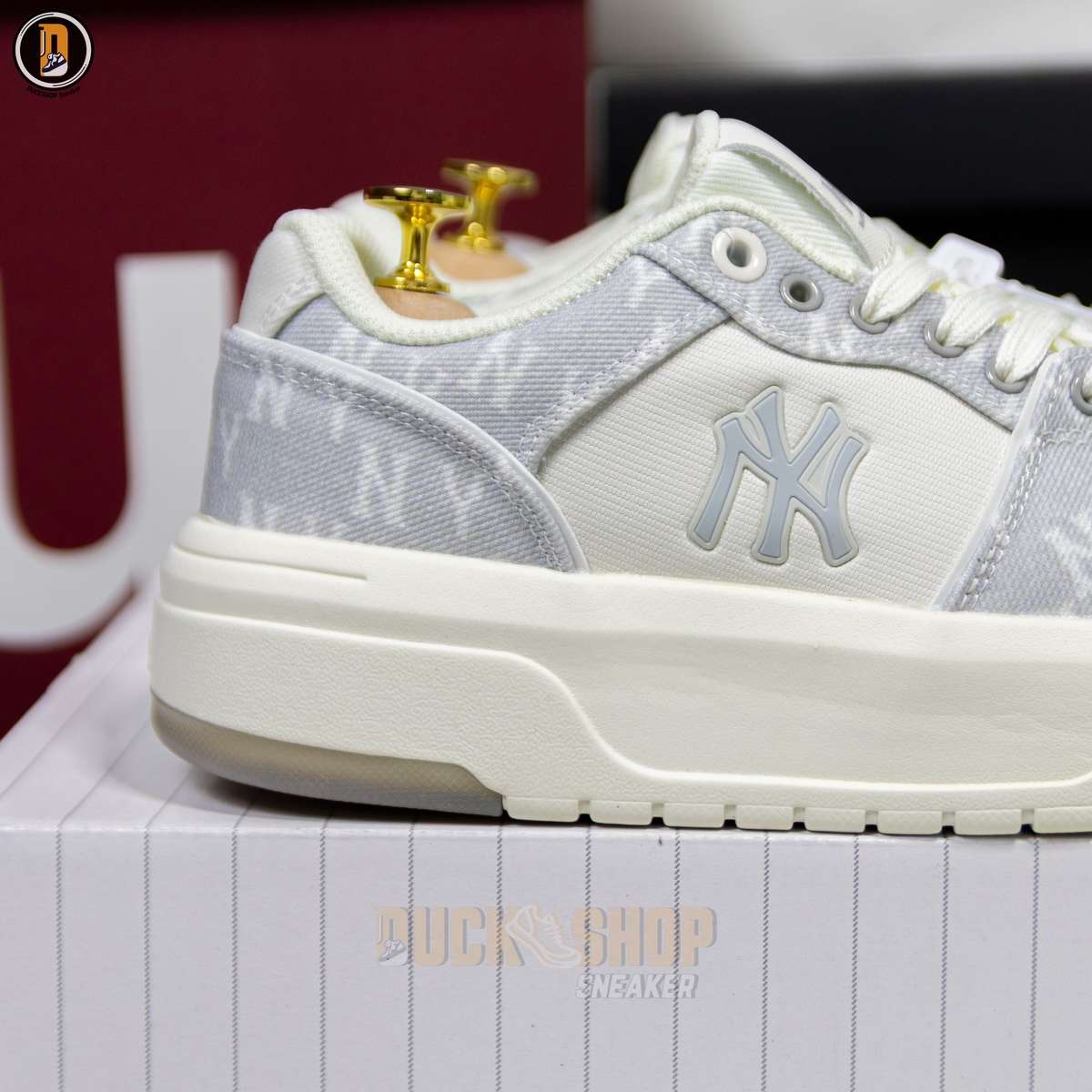 Giày MLB Chunky Liner Denim Mono SL New York Yankees Grey - Ảnh 7