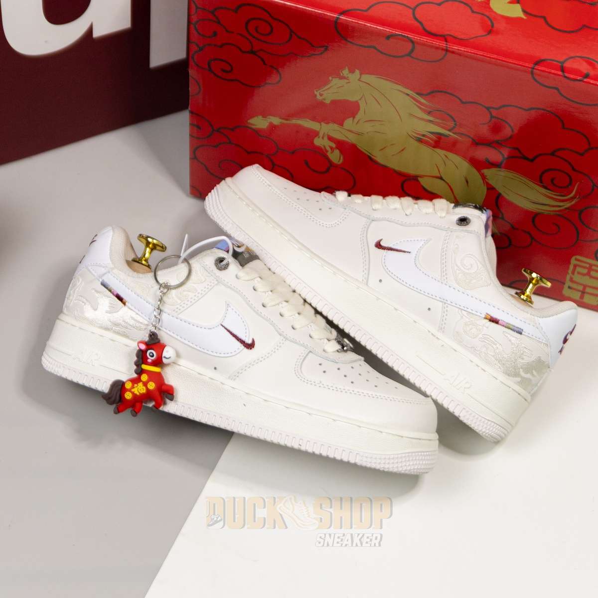 Giày Nike Air Force 1 Low SE LNY Phantom Sail White "Year of the Horse" - Ảnh 11