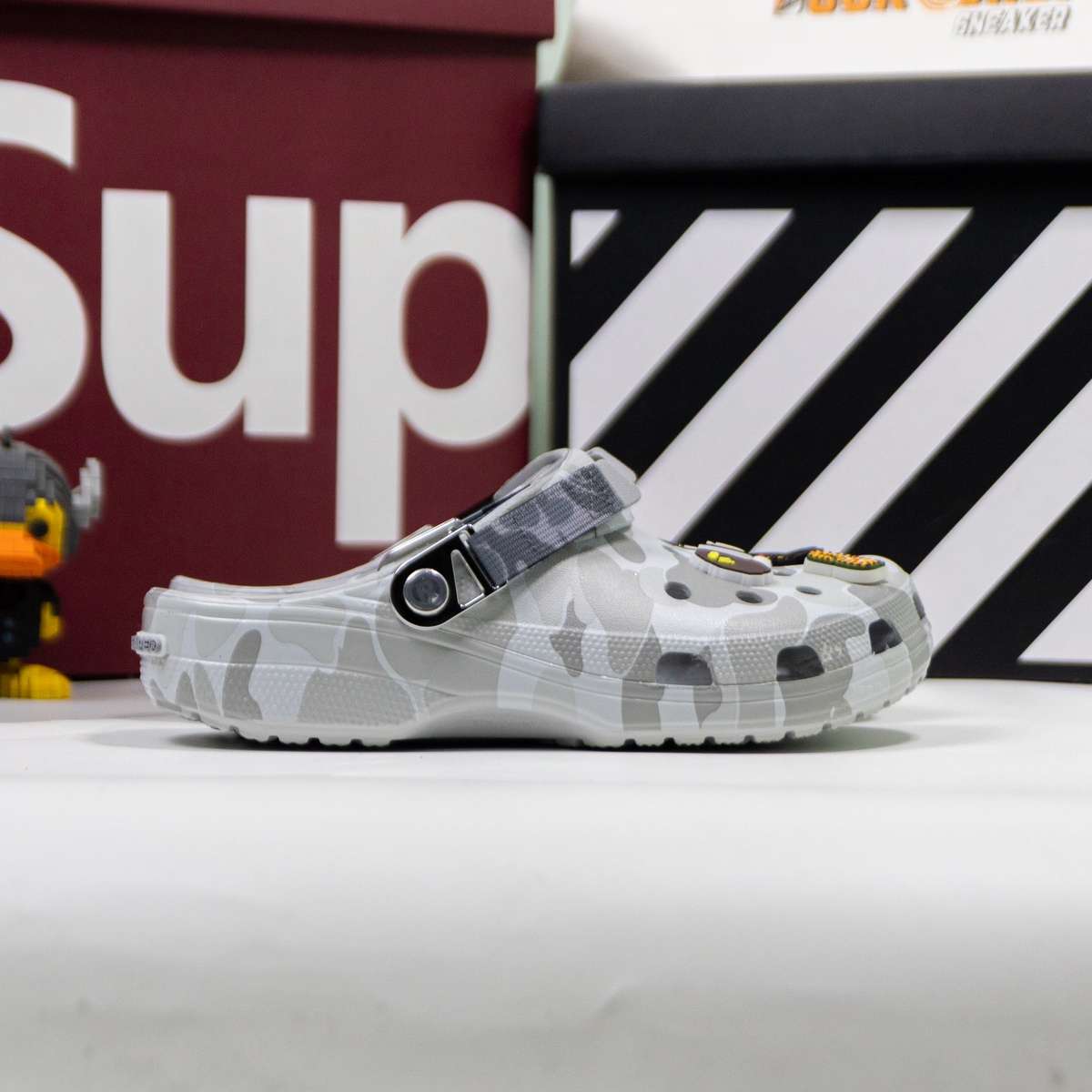 Dép Sục Crocs Classic Clog x A Bathing Ape ABC Camo Grey