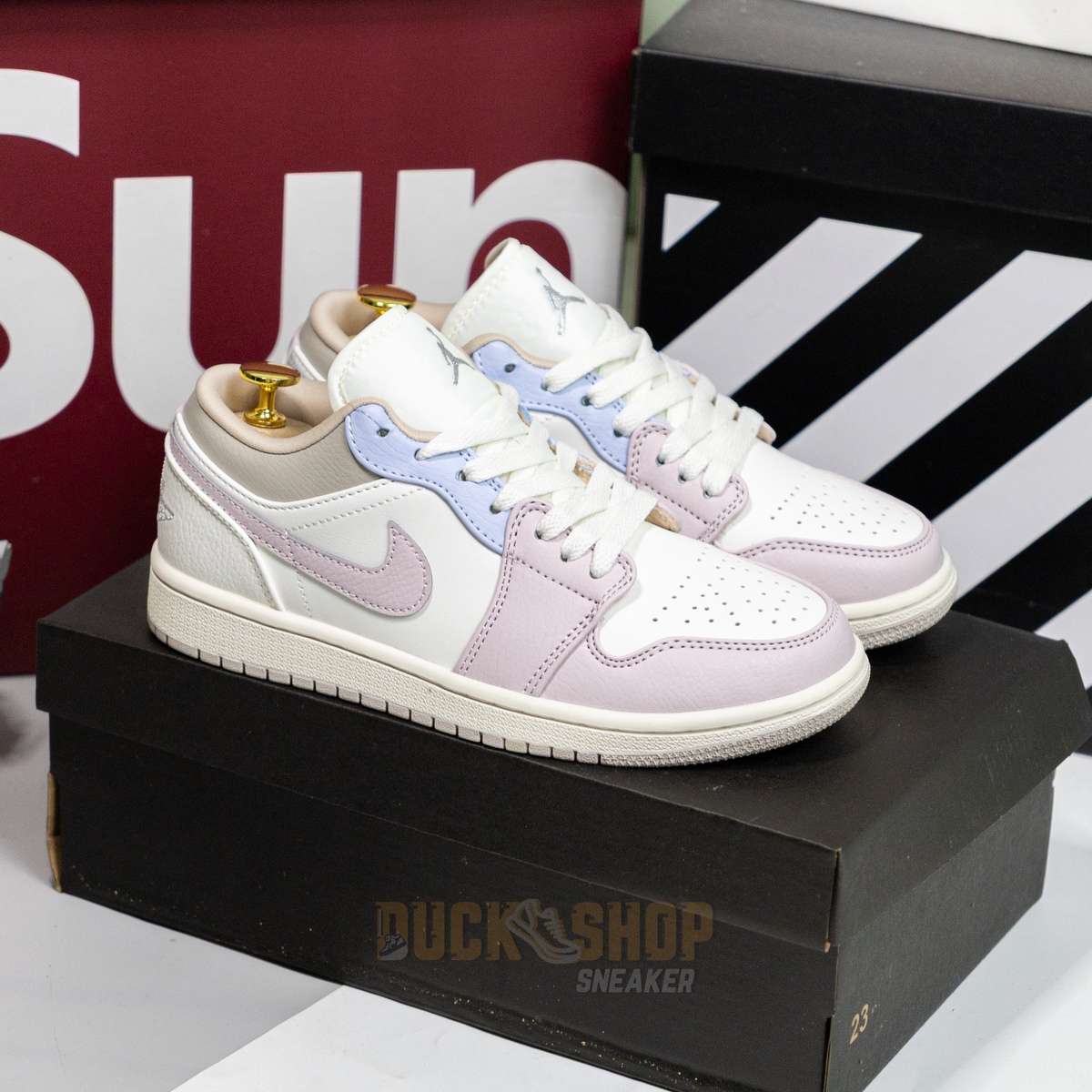 Alternative view of Giày Nike Air Jordan 1 Low SAIL-SILT RED-SAIL-HYDROGEN BLUE-SILT RED-CREAM II