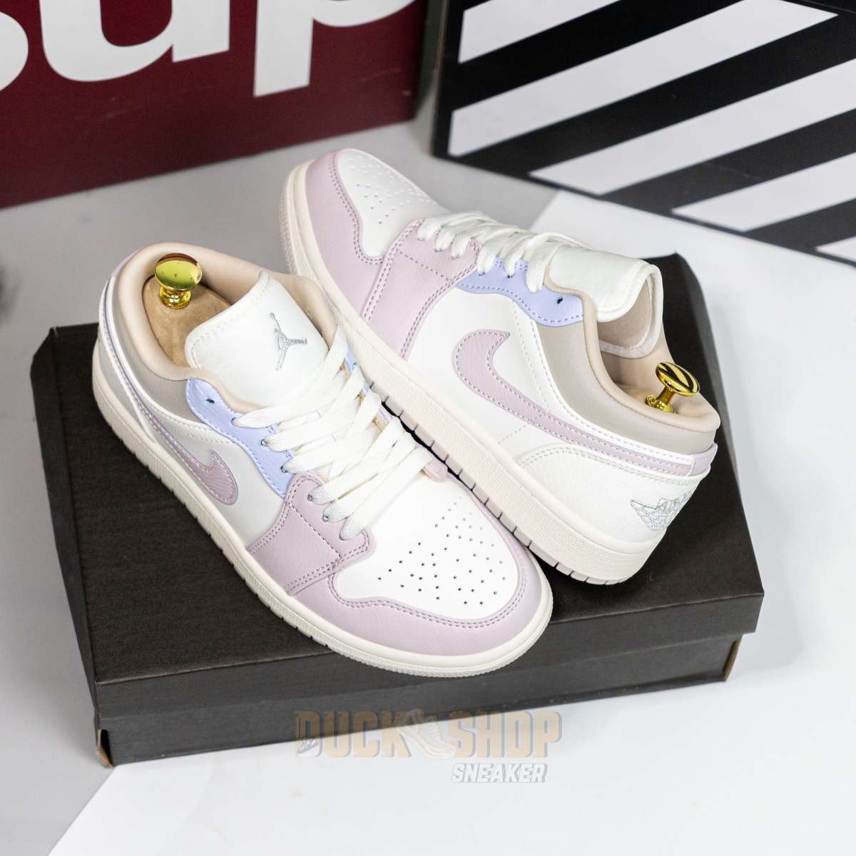 Giày Nike Air Jordan 1 Low SAIL-SILT RED-SAIL-HYDROGEN BLUE-SILT RED-CREAM II - Ảnh 7