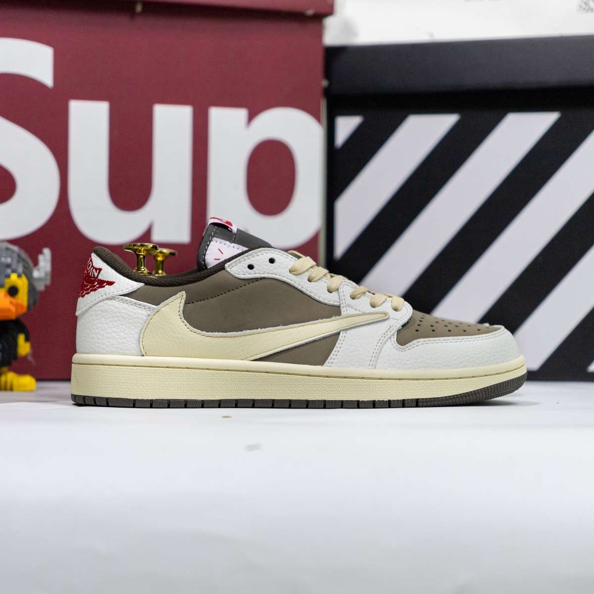 Giày Nike Air Jordan 1 Low x Travis Scott Sail and Ridgerock Mocha