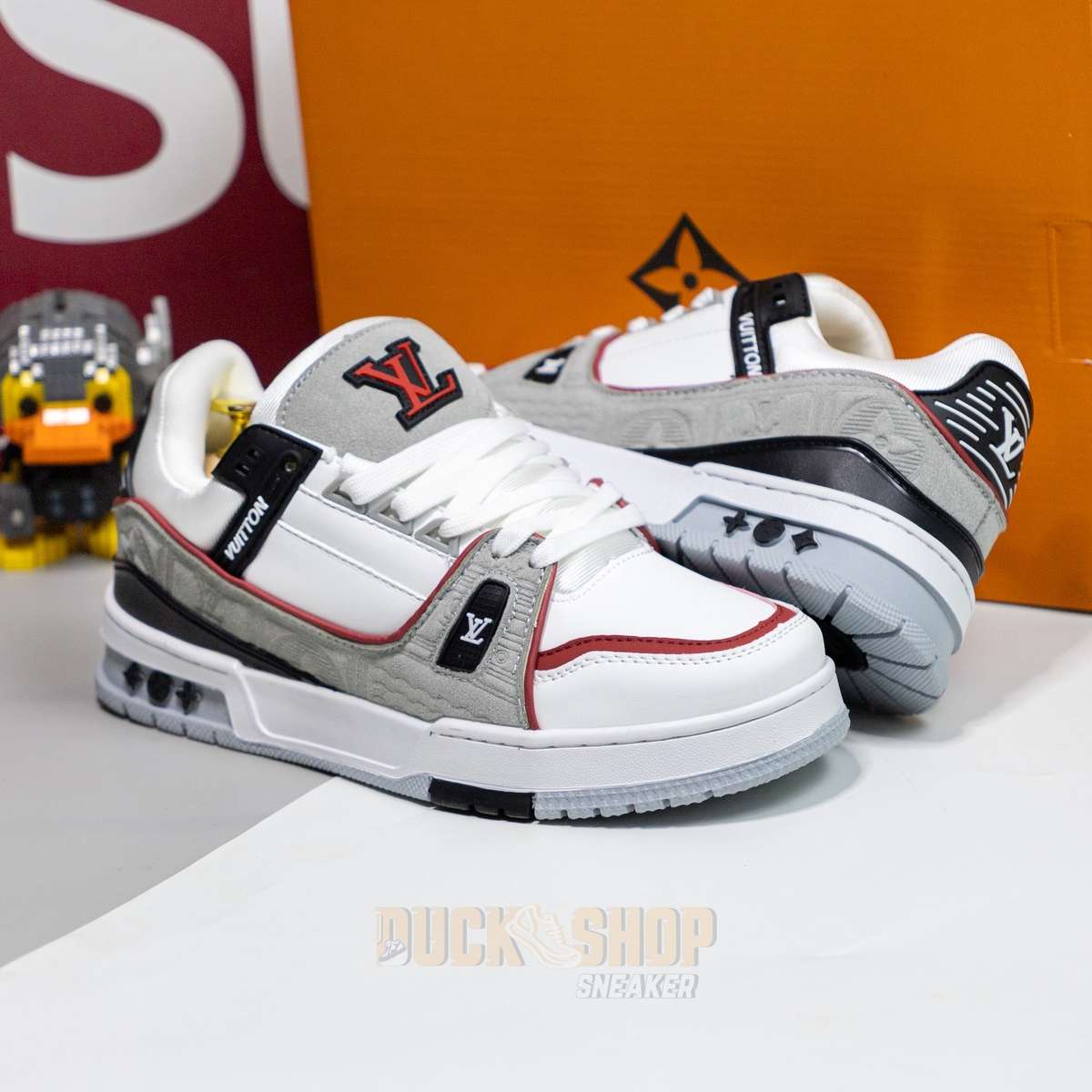 Giày Louis Vuitton LV Trainer White Gray - Ảnh 4